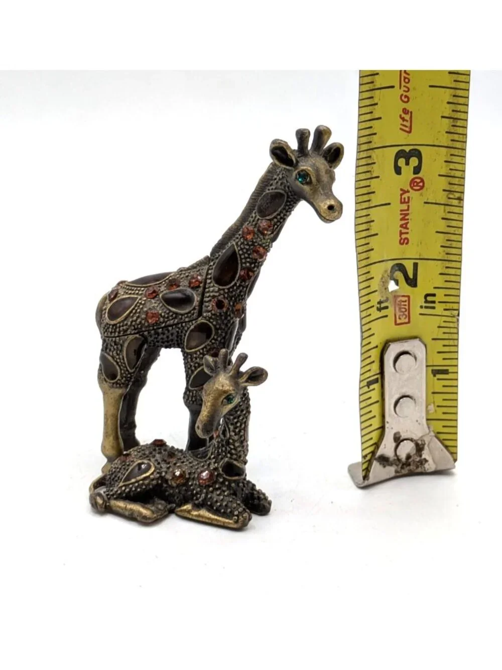 Standing Giraffe and Calf Hinged Trinket Box Jeweled and Enameled 3